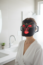 Woman smiling wearing Veluné Aura LED Skin Renewal Mask