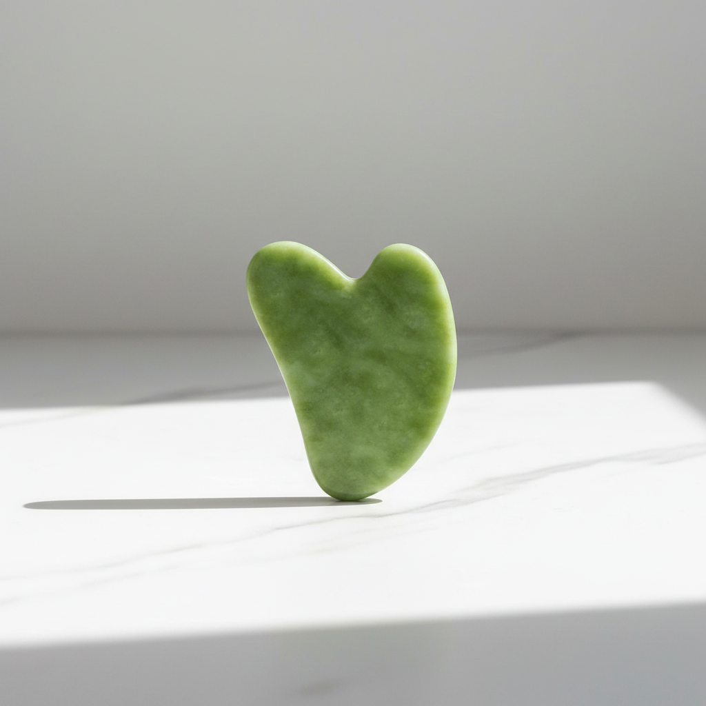 Veluné Aura Sculpting Gua Sha Stone on white marble surface